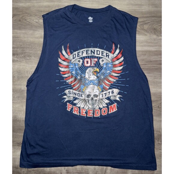 Defender Of Freedom 1776 Patriotic Tank Top America Eagle Flag Size XL - Picture 1 of 4